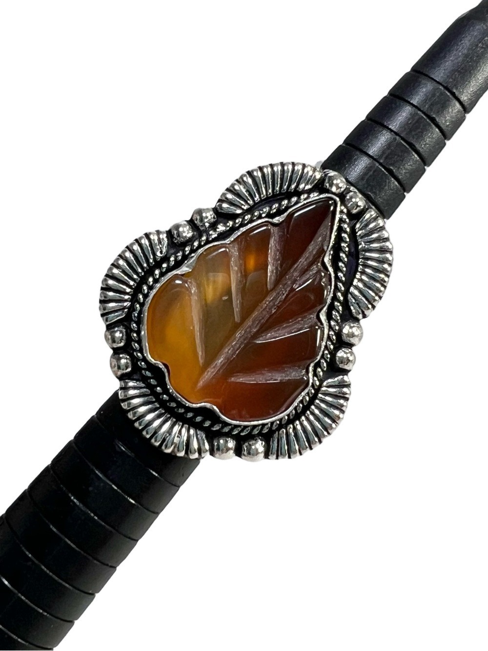 Carnelian 925 Gemstone Large Leaf Ring size 5.75